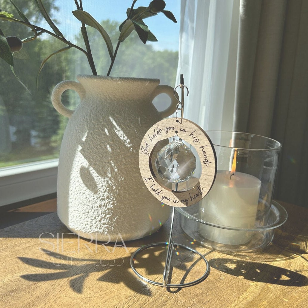 Gold holds you in his hands' Memorial Suncatcher