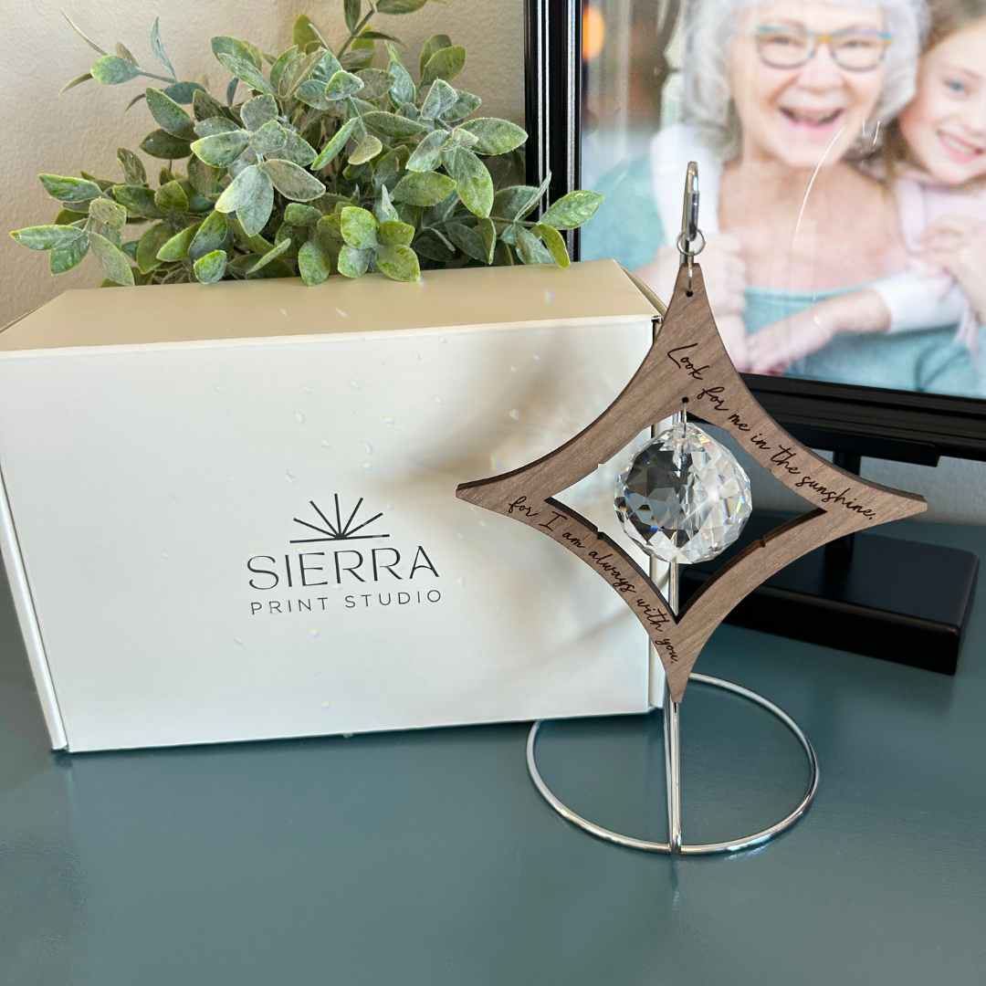 'Look for me in the sunshine, for I am always with you.' Memorial Star Suncatcher